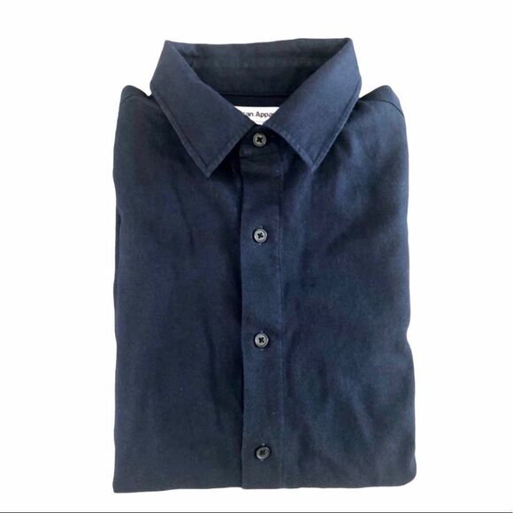 American Apparel navy long sleeved button down top - Picture 1 of 8